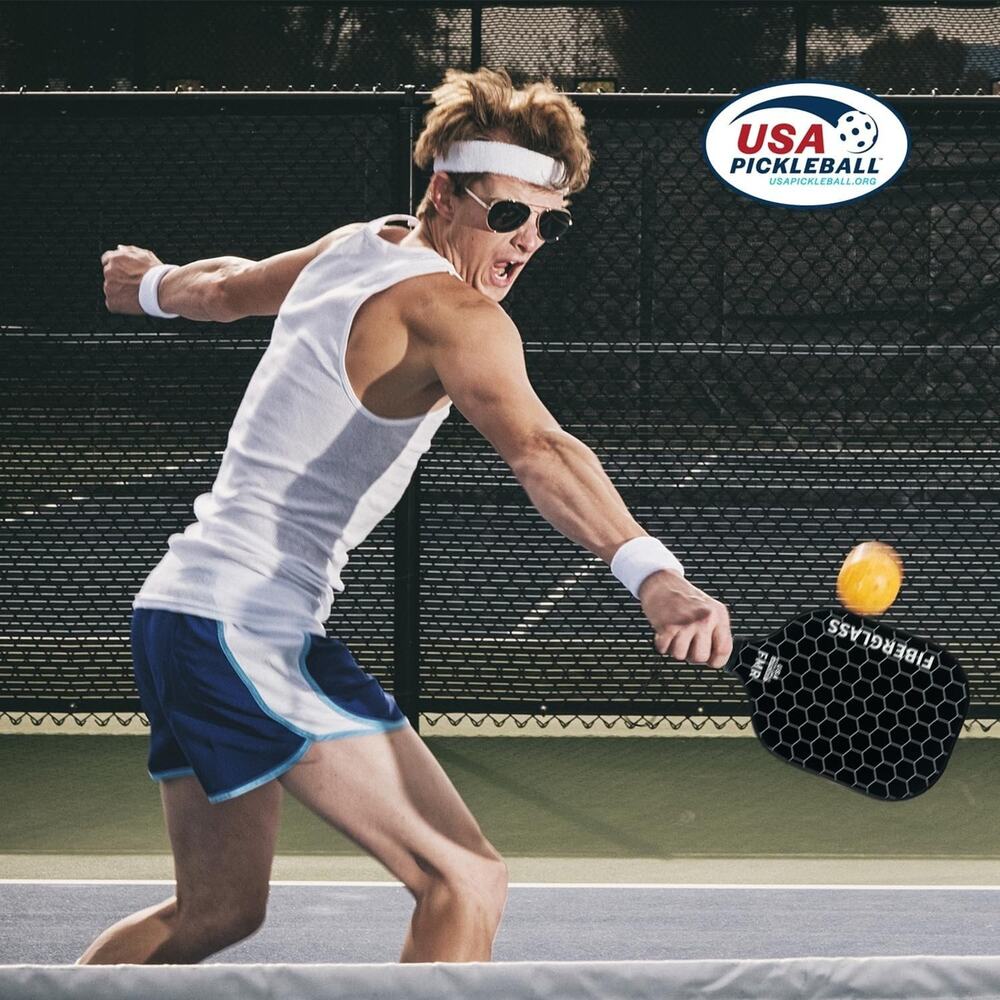 Pickleball Paddles Set of 2 with 4 Balls - USAPA Approved Fiberglass Surface, - Picture 6 of 7